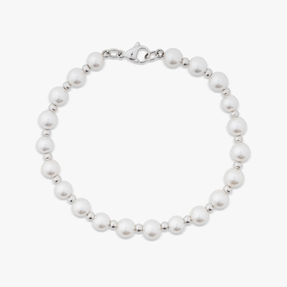 semi metallic bead pearl bracelet