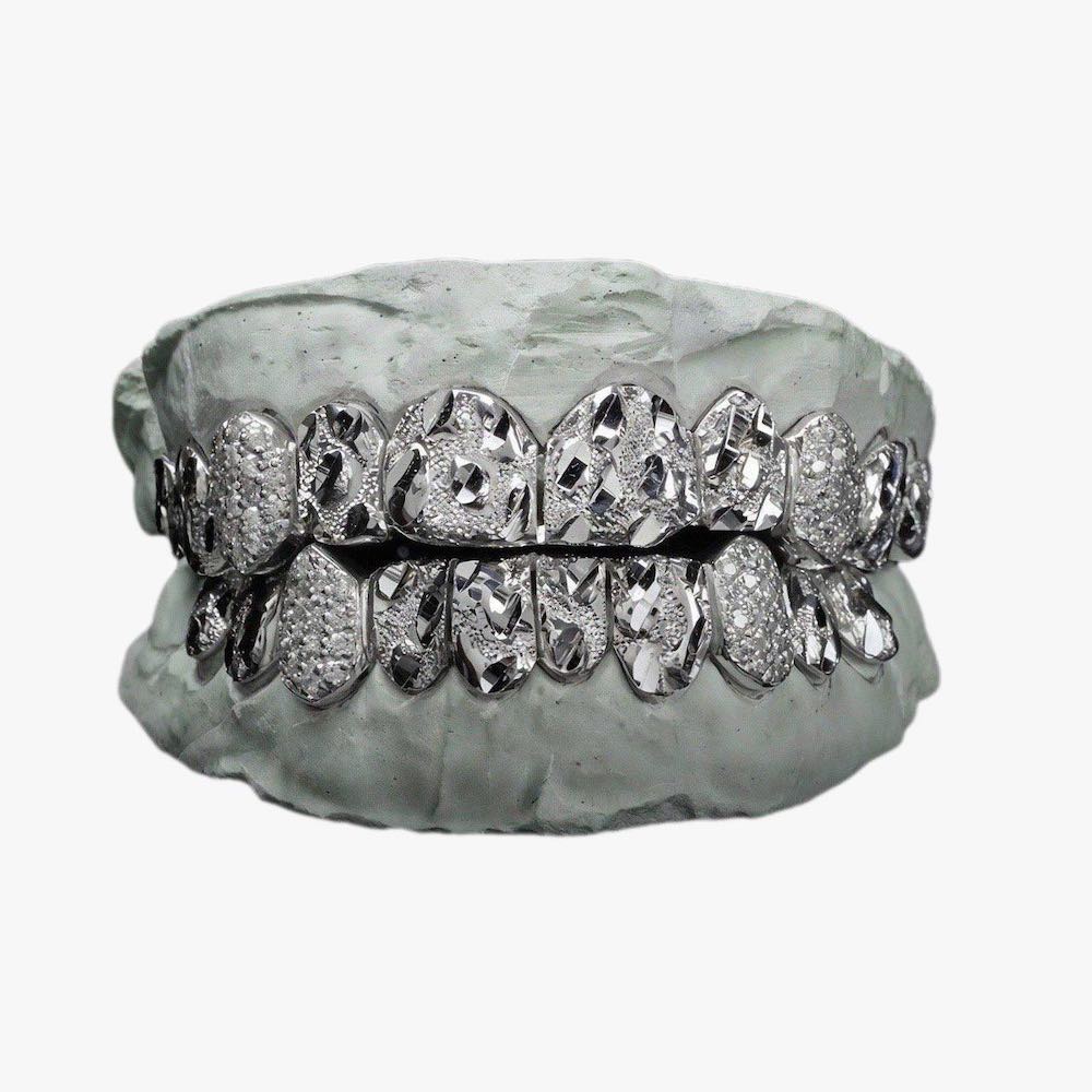 Semi Moissanite Diamond Cut Nugget Grillz 14K Gold