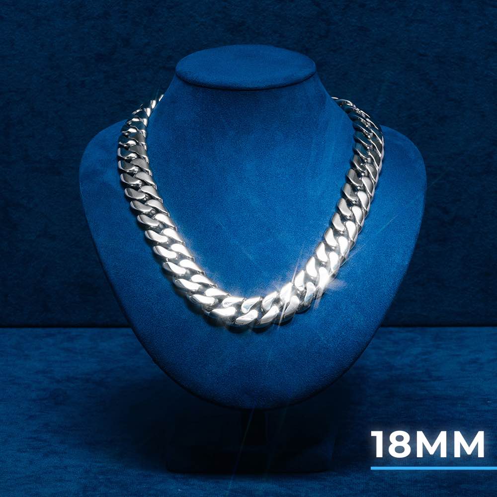 18mm silver deals cuban link chain