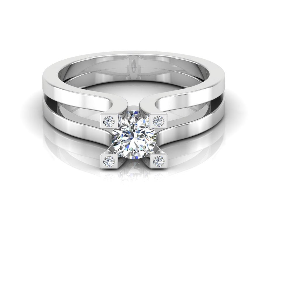 Simplistic Split Shank Moissanite Engagement Ring front
