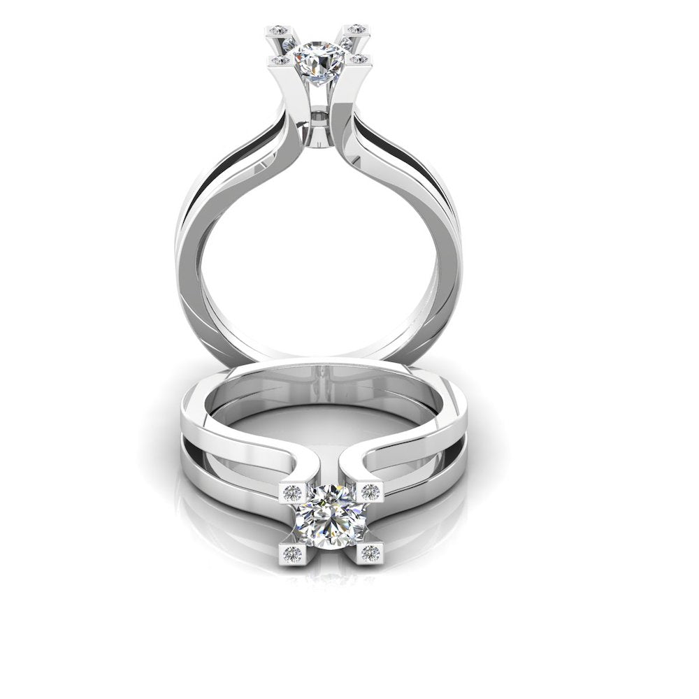 Simplistic Split Shank Moissanite Engagement Ring set