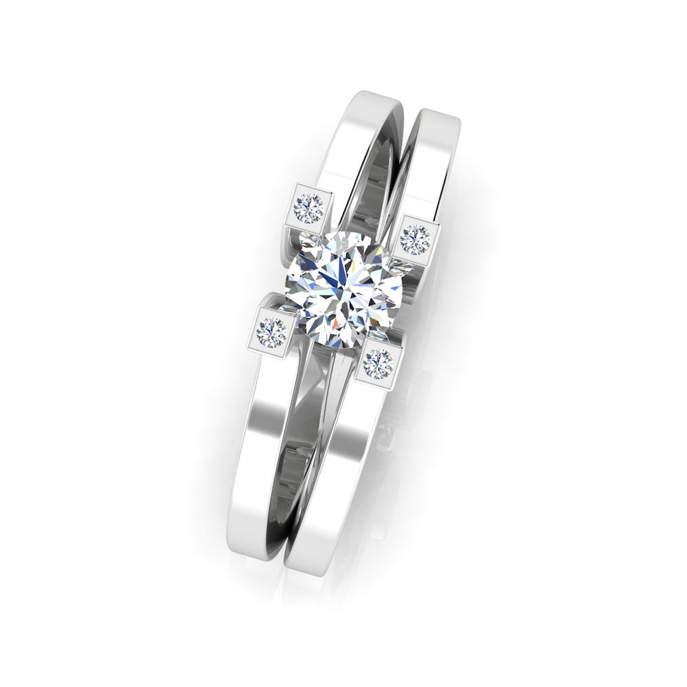Simplistic Split Shank Moissanite Engagement Ring top