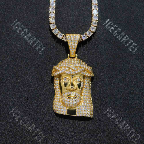 solid face jesus pendant icecartel 14k gold close up