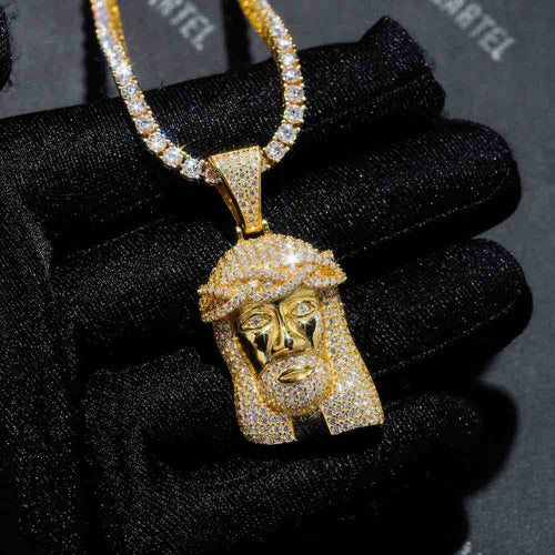 solid face jesus pendant icecartel 14k gold hand