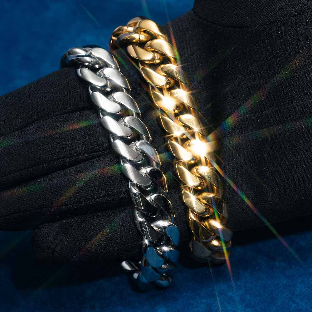 Solid gold cuban link bracelets