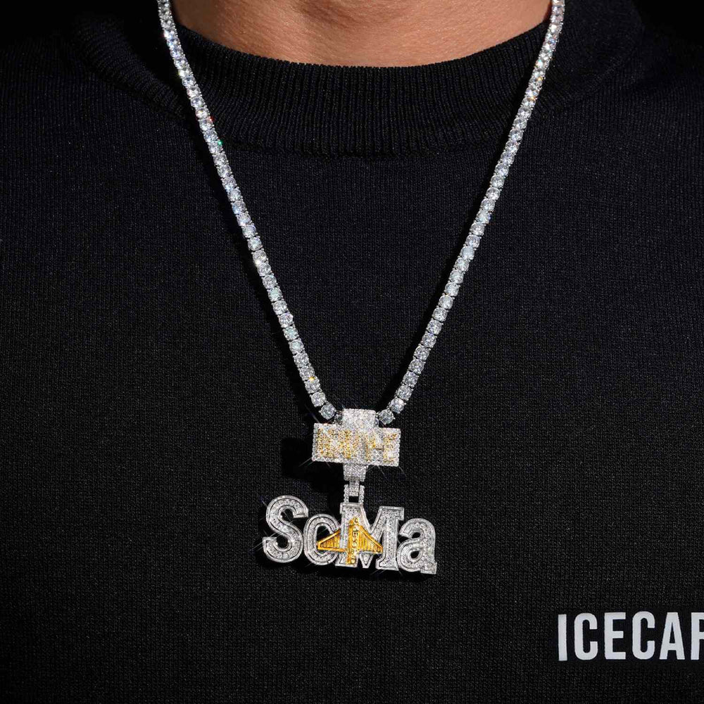 soma custom moissanite name pendant 14k gold icecartel model