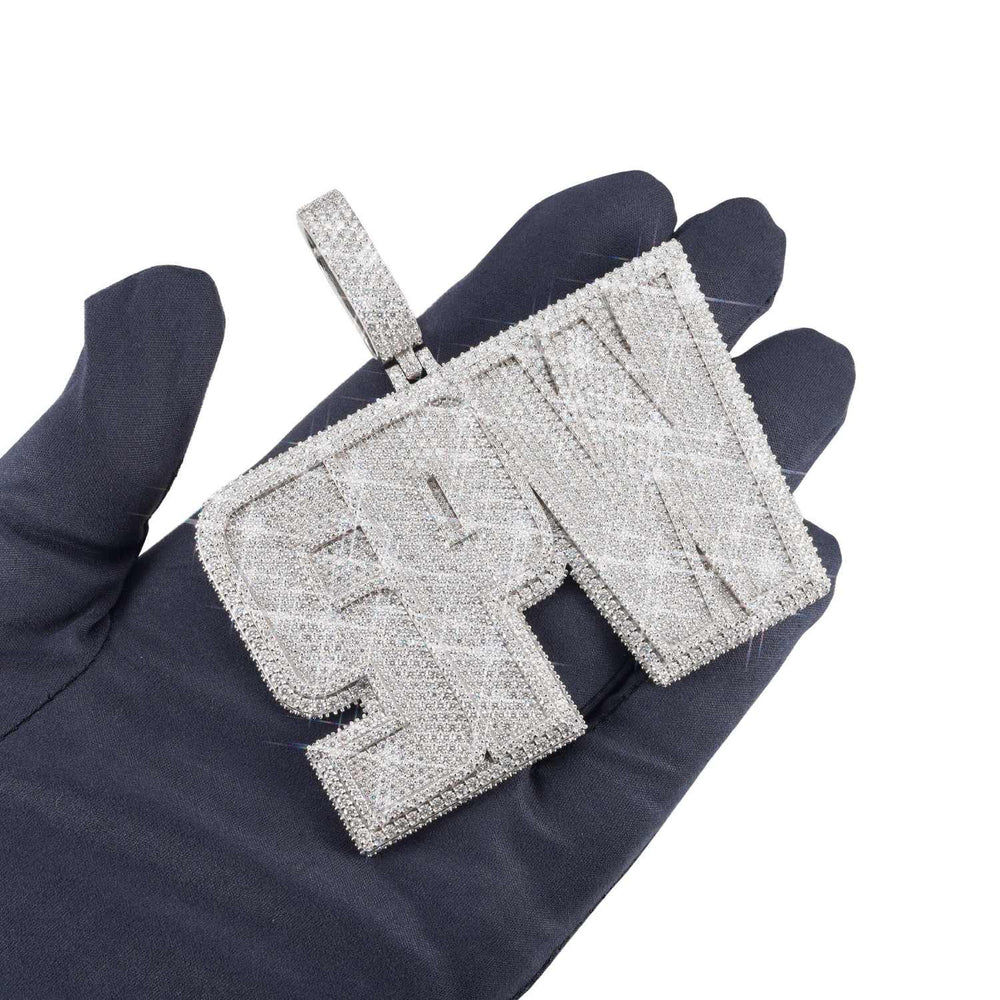 spw moissanite custom name pendant 14k gold ICECARTEL hand