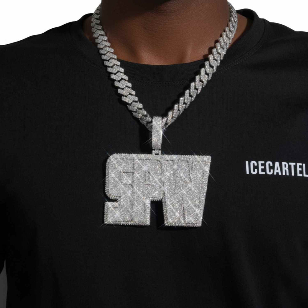 spw moissanite custom name pendant 14k gold ICECARTEL model1