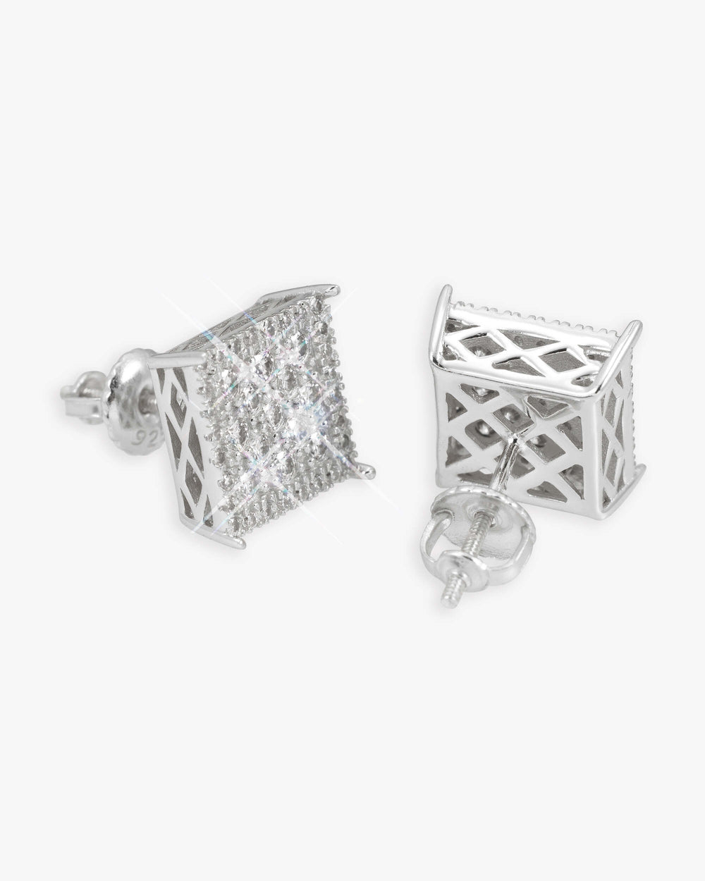 Square Pointer Moissanite Earrings 14K Gold - White Gold
