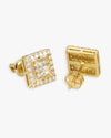 Square Wire Moissanite Earrings 14K Gold - Yellow Gold