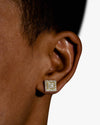 Square Wire Moissanite Earrings 14K Gold - Yellow Gold