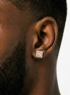 Square Wire Moissanite Earrings 14K Gold - Rose Gold