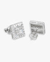Square Wire Moissanite Earrings 14K Gold - White Gold