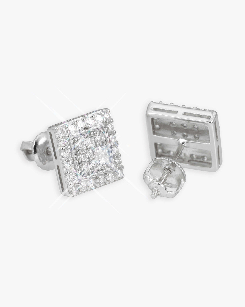 Square Wire Moissanite Earrings 14K Gold - White Gold