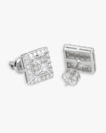 Square Wire Moissanite Earrings 14K Gold - White Gold