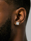 Square Wire Moissanite Earrings 14K Gold - White Gold