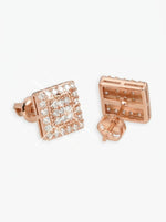 Square Wire Moissanite Earrings 14K Gold - Rose Gold