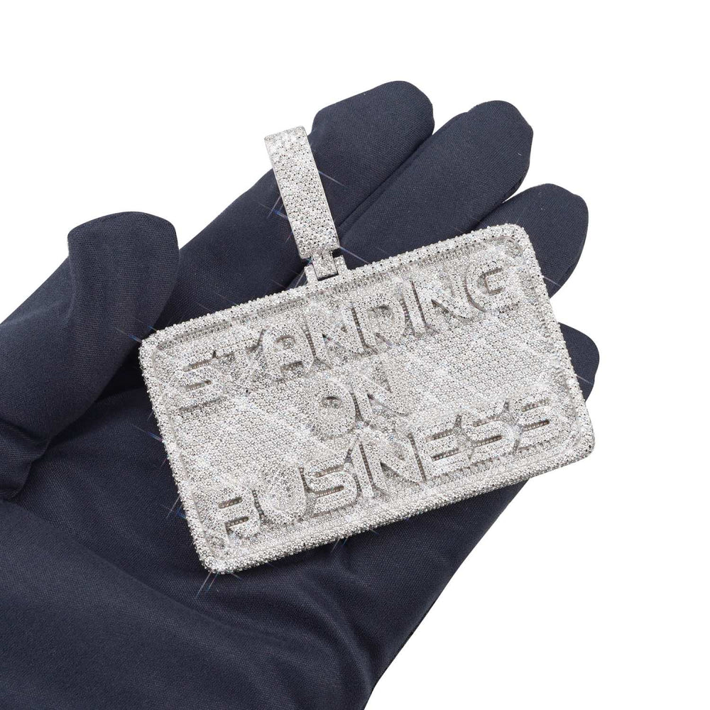 standing on business moissanite custom name pendant 14k gold ICECARTEL hand