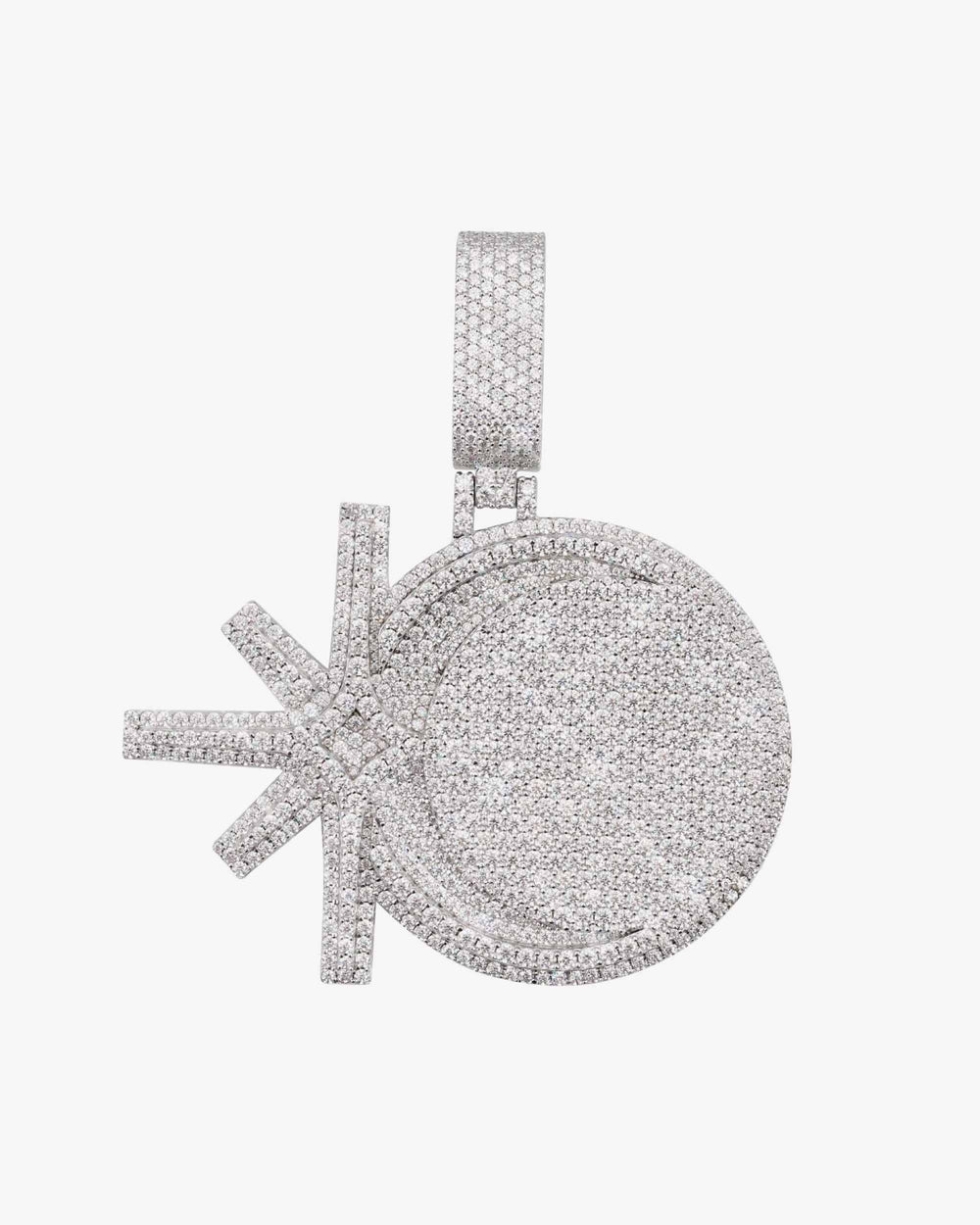 star and moon custom circle pendant 14k gold ICECARTEL