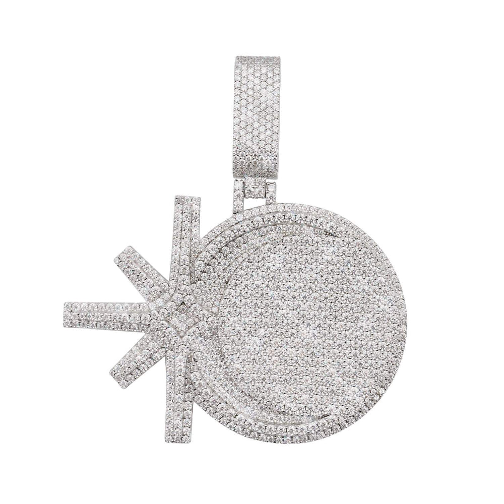 star and moon custom circle pendant 14k gold ICECARTEL