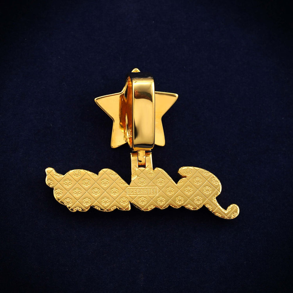 star custom moissanite name pendant 14k gold back