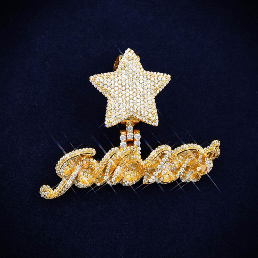 star custom moissanite name pendant 14k gold main
