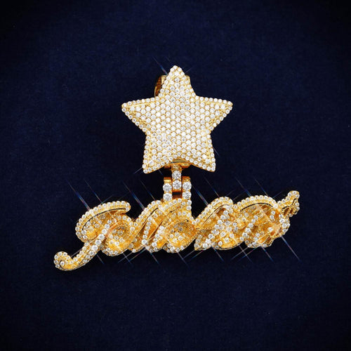 star custom moissanite name pendant 14k gold main