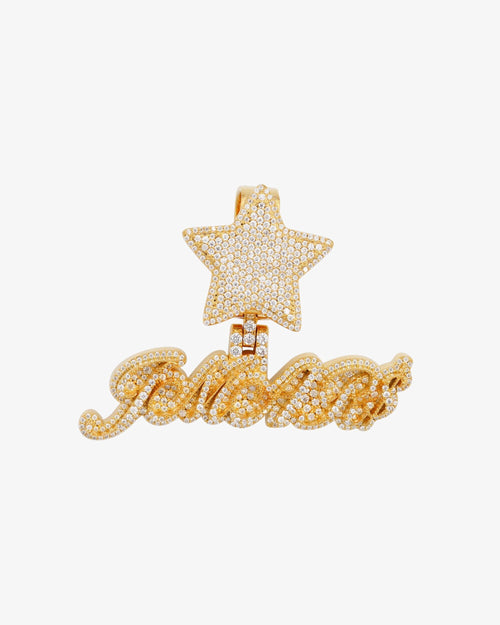 star custom moissanite name pendant 14k gold white