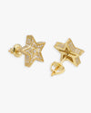 Star Moissanite Earrings 14K Gold - Yellow Gold