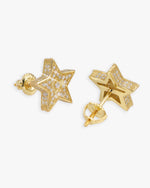 Star Moissanite Earrings 14K Gold - Yellow Gold
