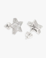 Star Moissanite Earrings 14K Gold - White Gold