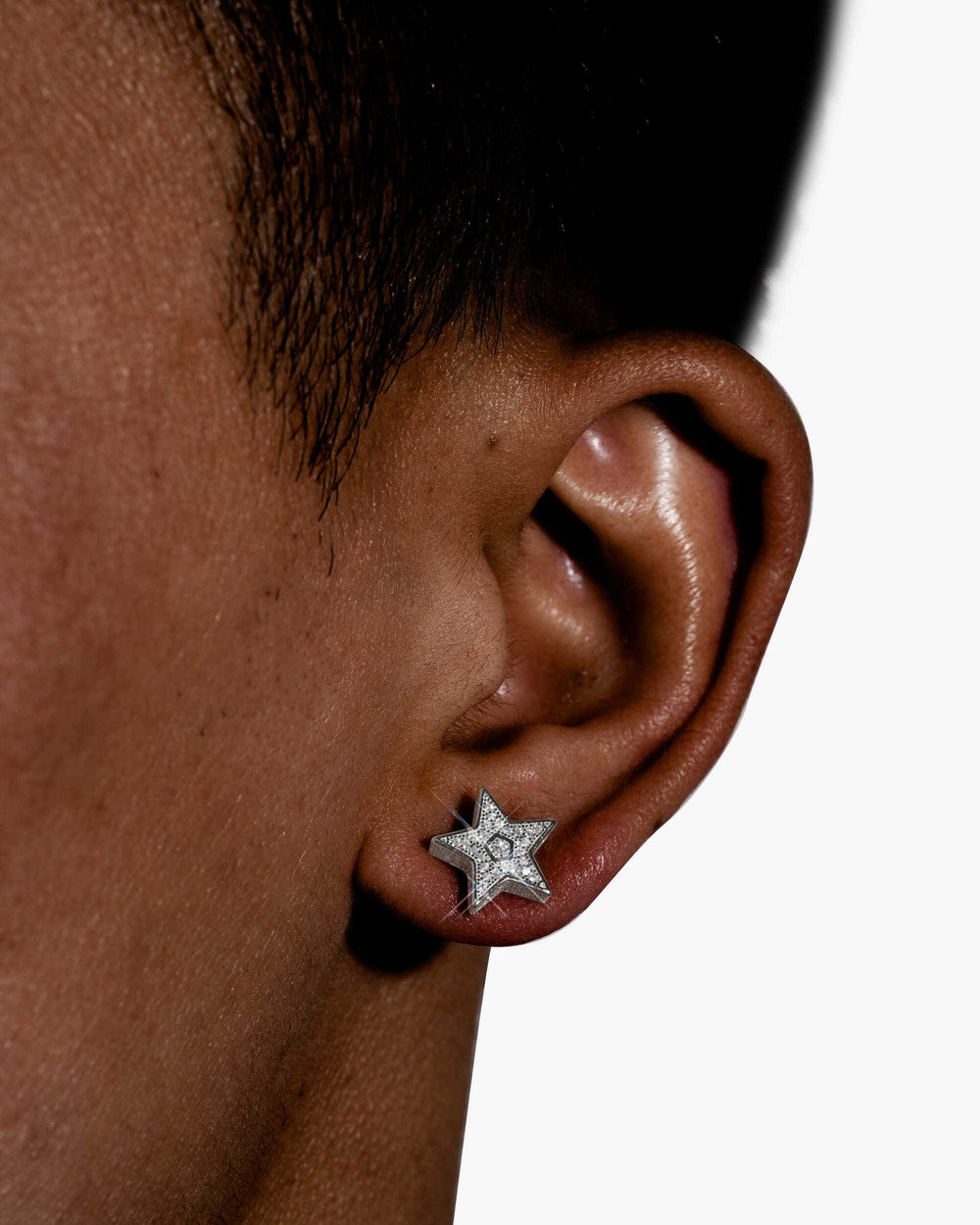 star moissanite earrings 14k gold icecartel white model