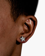 Star Moissanite Earrings 14K Gold - White Gold