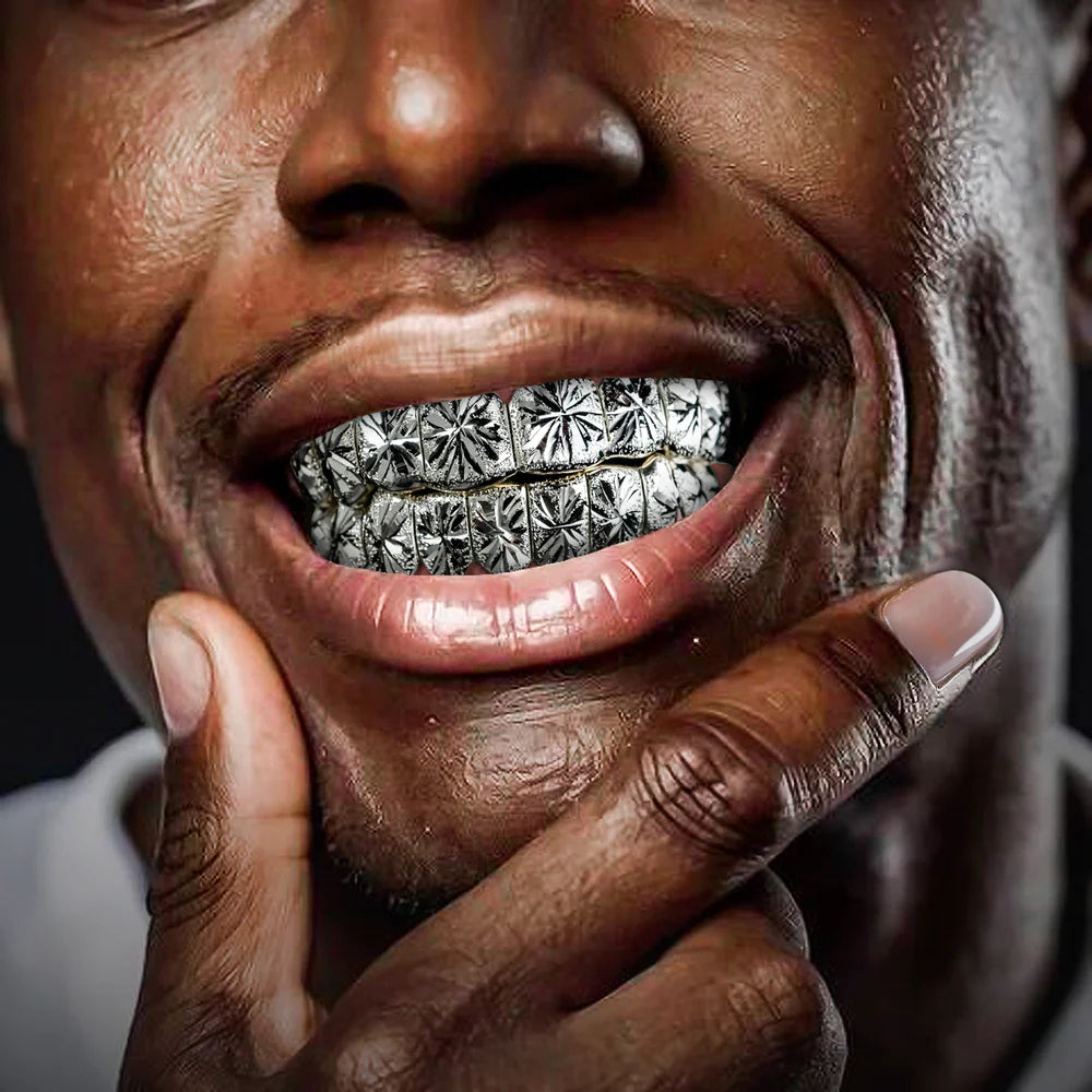 10 on 10 Starbust Diamond Dust Grillz 14K Gold