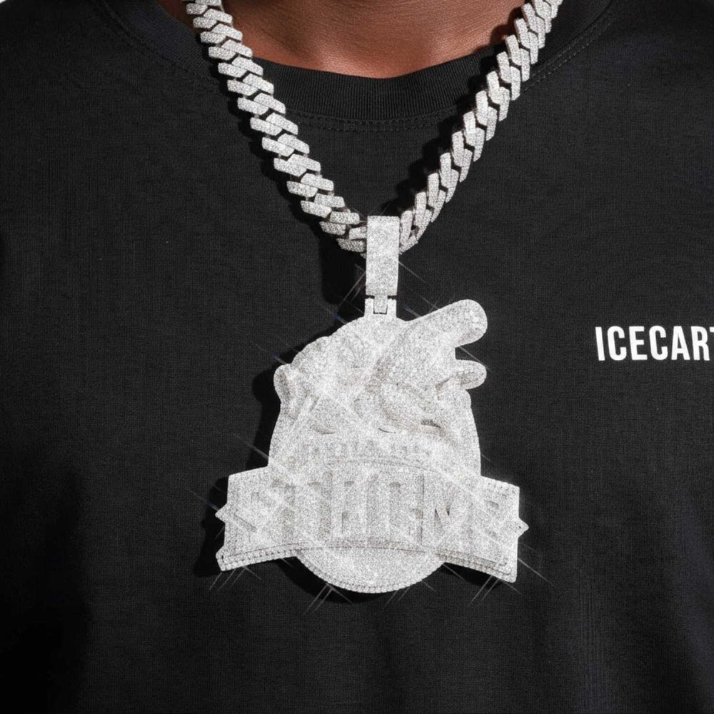 strong custom logo moissanite pendant 14k gold ICECARTEL model1