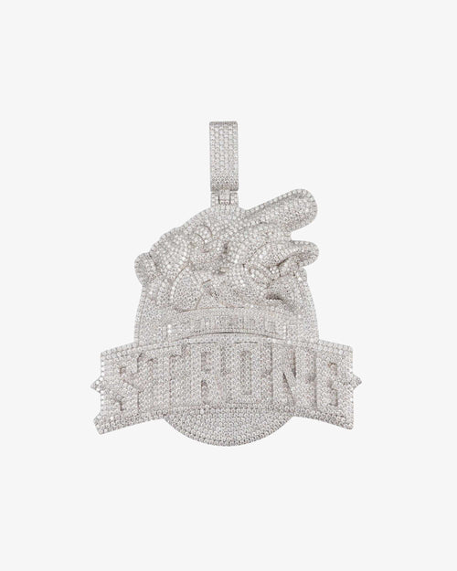 strong custom logo moissanite pendant 14k gold ICECARTEL white