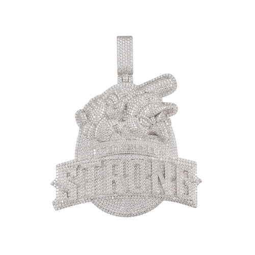 strong custom logo moissanite pendant 14k gold ICECARTEL white