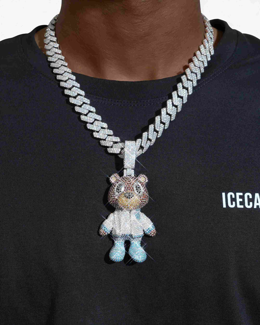 teddy bear custom moissanite logo pendant 14k gold icecartel model
