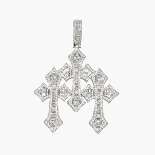 VVS Triple Cross Pendant 14K Gold