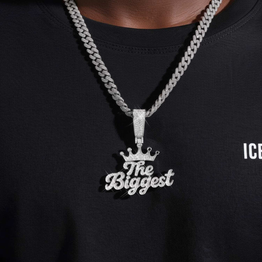 the biggest custom name moissanite pendant 14k gold model1