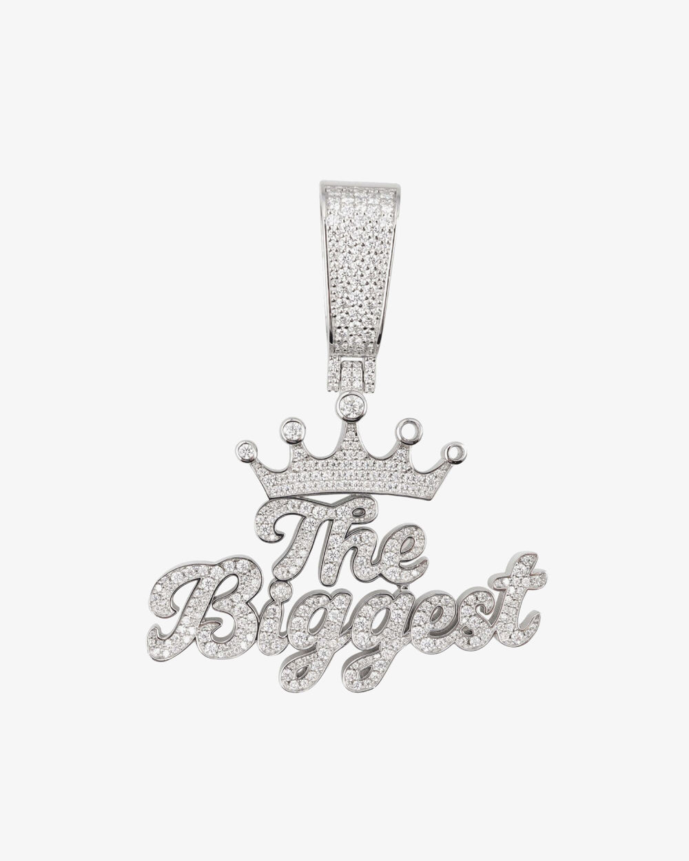 the biggest custom name moissanite pendant 14k gold white
