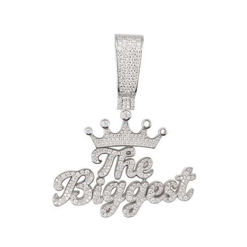 the biggest custom name moissanite pendant 14k gold white