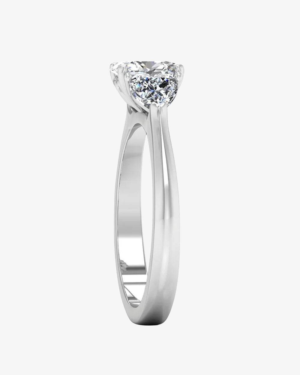 three stone oval heart moissanite engagement ring icecartel side