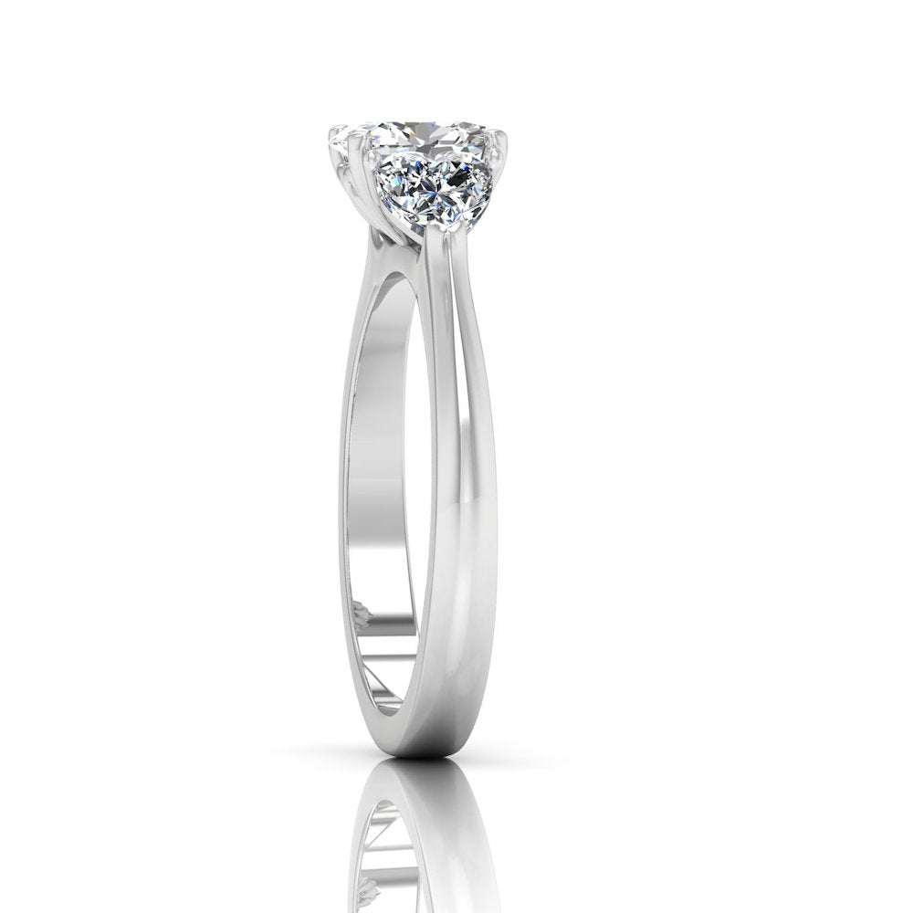 Three-Stone Oval & Heart Moissanite Engagement Ring