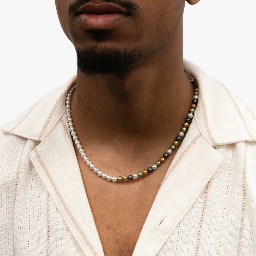 tri color pearl necklace model