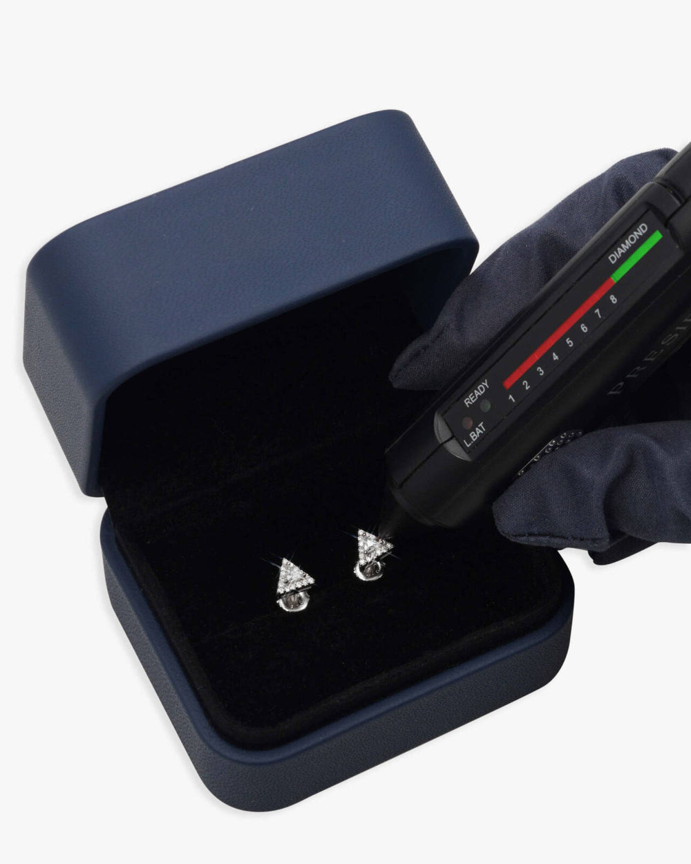 Moissanite Pyramid Stud Earrings 14K Gold - White Gold