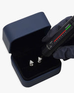 Moissanite Pyramid Stud Earrings 14K Gold - White Gold