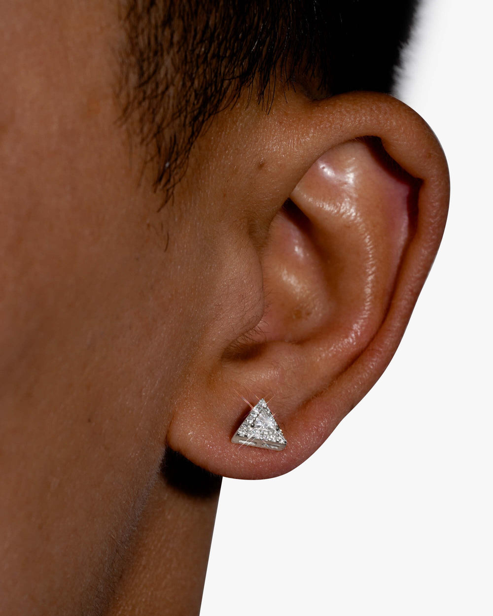 Moissanite Pyramid Stud Earrings 14K Gold - White Gold