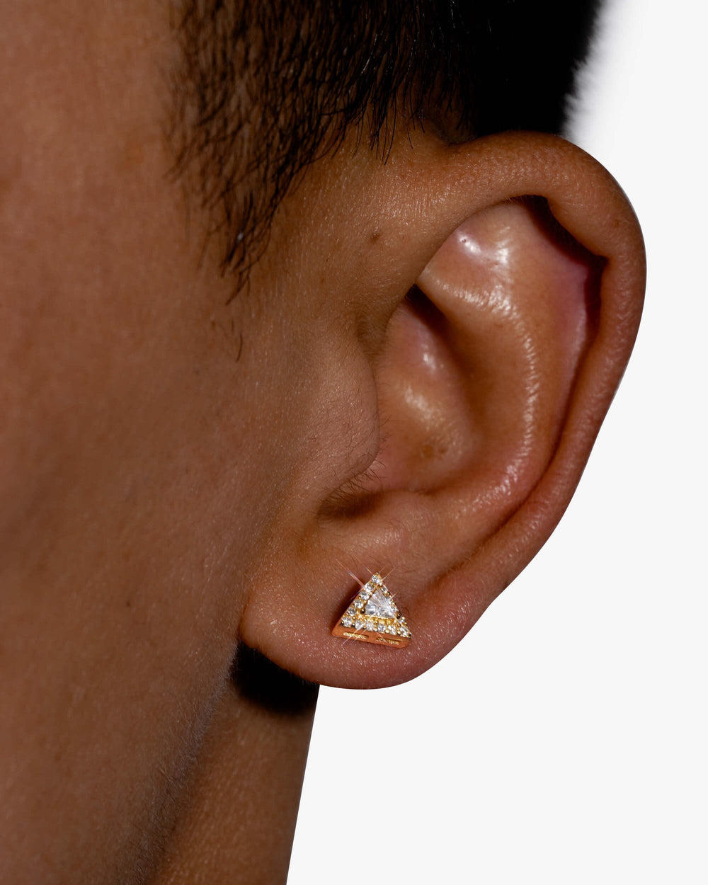 Moissanite Pyramid Stud Earrings 14K Gold - Yellow Gold