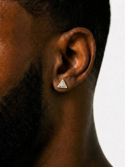 triangle moissanite stud earrings 14k icecartel yellow model new